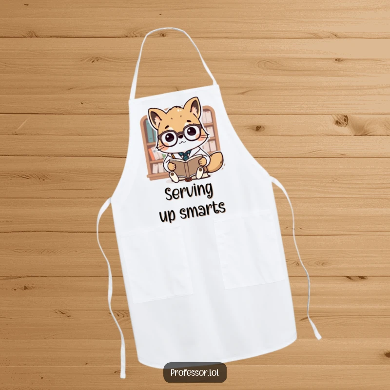 Funny Animal Professor Apron: A cute animal professor with glasses lectures tiny books, ready to protect your clothes with educational humor.