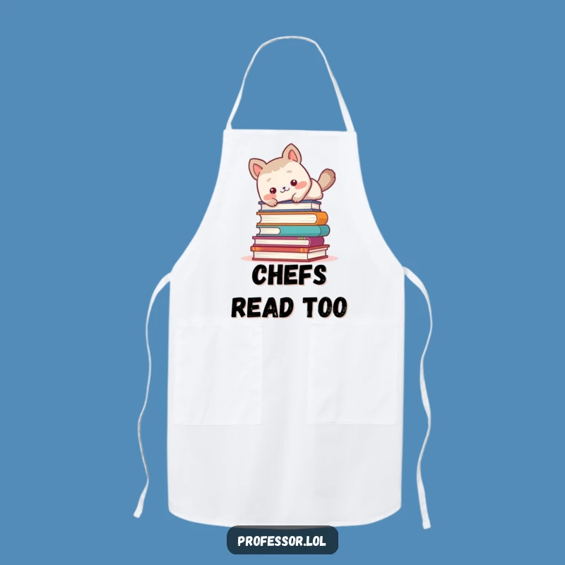 Funny Book Chef Apron: Cute Animal Trips Over Books, Hilarious Kitchen Gift!