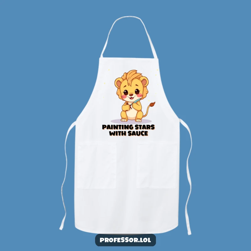 Funny Lion Cub Artist Apron: Whimsical Galaxy Sketch Accessory for Creatives