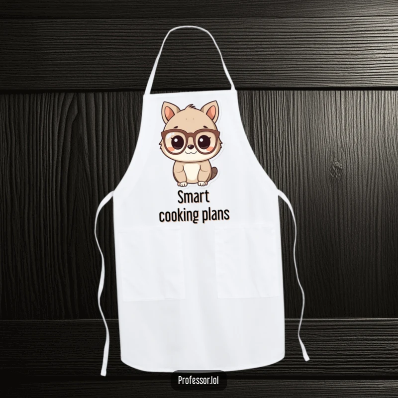 Funny Smart Animal Apron with a cute animal character wearing spectacles and looking intelligent, washable funny gift.
