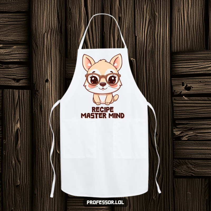 Funny apron featuring an animal character wearing spectacles, designed for kitchen tasks with a touch of academic humor.