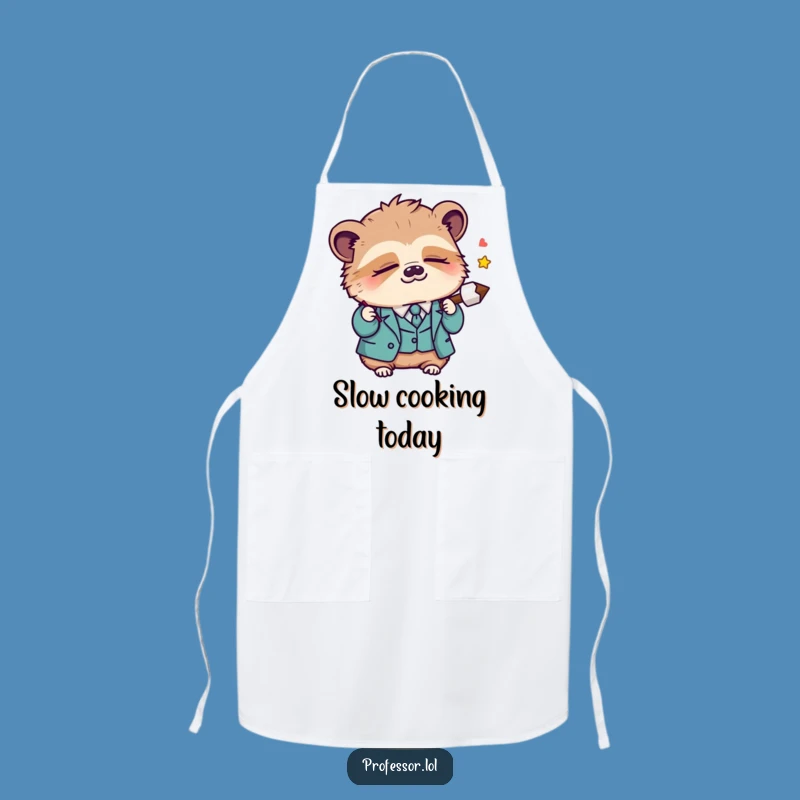 Funny Kawaii Sloth Professor Apron: Sleepy Lecture Pointer for Chefs