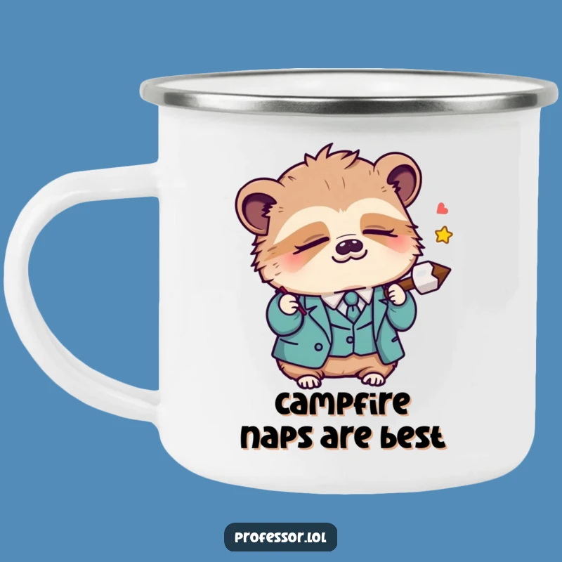 Funny Kawaii Sloth Professor Camping Mug: Sleepy Lecture Pointer Outdoors