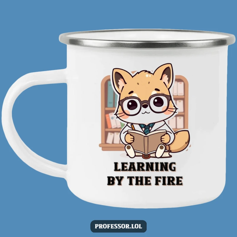 Funny Animal Professor Camping Mug: Enamel Cute Professor Books - Rugged & Hilarious Outdoor Gift!