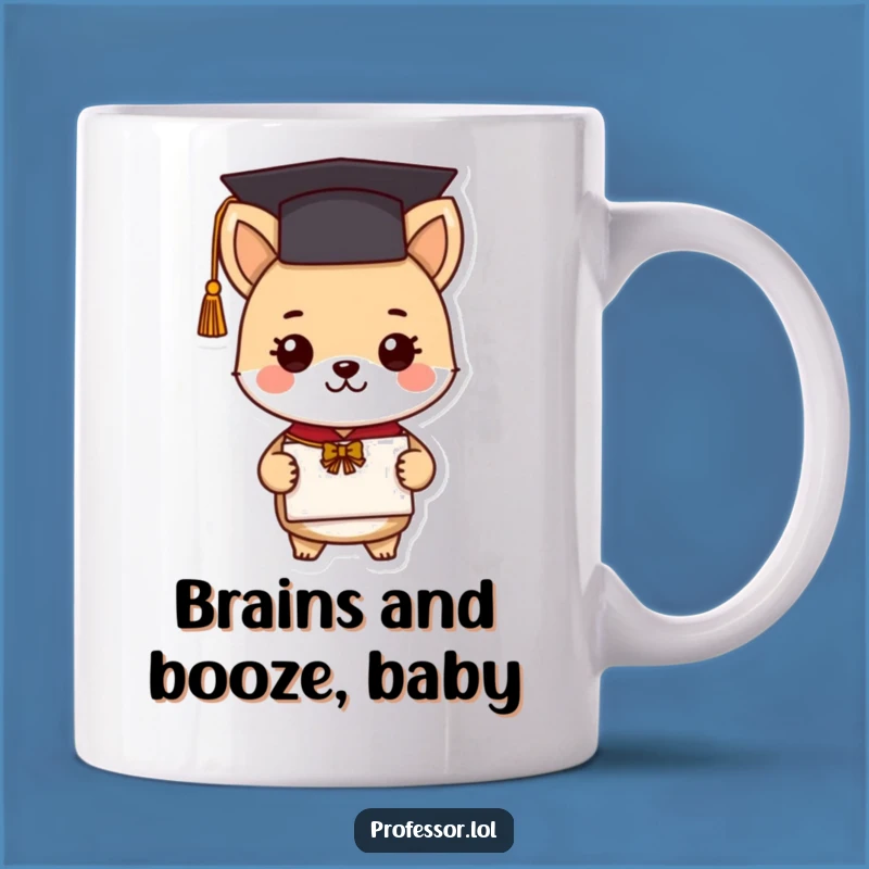 Funny Graduation Animal Mug: Cute Scholar Holding Diploma, Perfect Funny Gift for Students