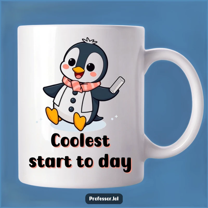 Funny Penguin Professor Mug: Hilarious Icy Chalkboard Slide Gift for Educators