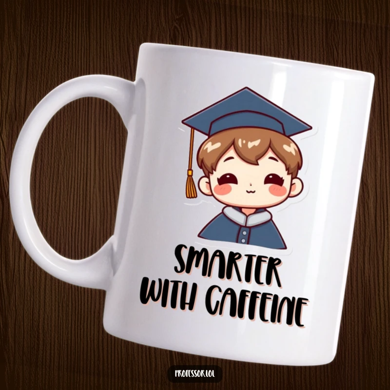 Funny Graduation Mug: A character wears a graduation cap tilted jauntily, signifying a proud and humorous achievement.