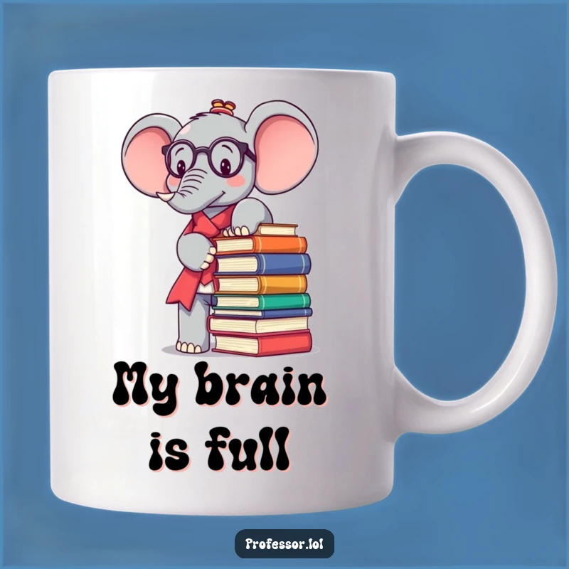 Funny Kawaii Elephant Professor Mug a Hilarious Gift for Book Lovers and Nerds