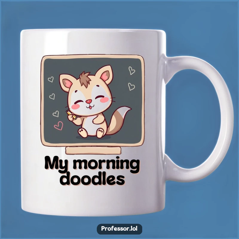 Funny Mischief Animal Mug: Scribble Blackboard Chalk Art Gift