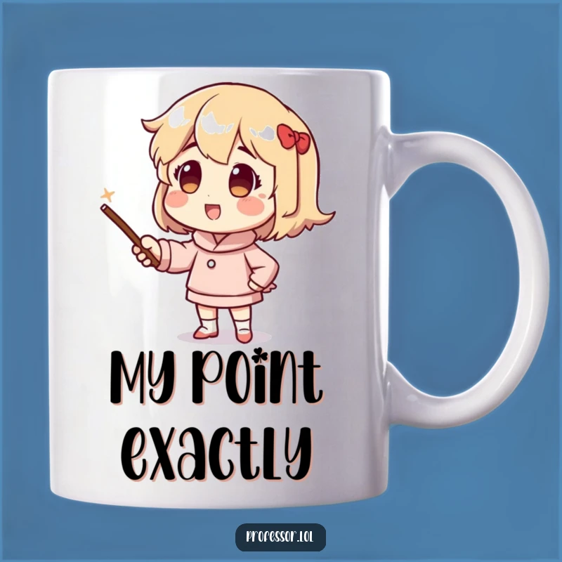 Funny Pointer Stick Mug: Enthusiastic Character Presentation Gift