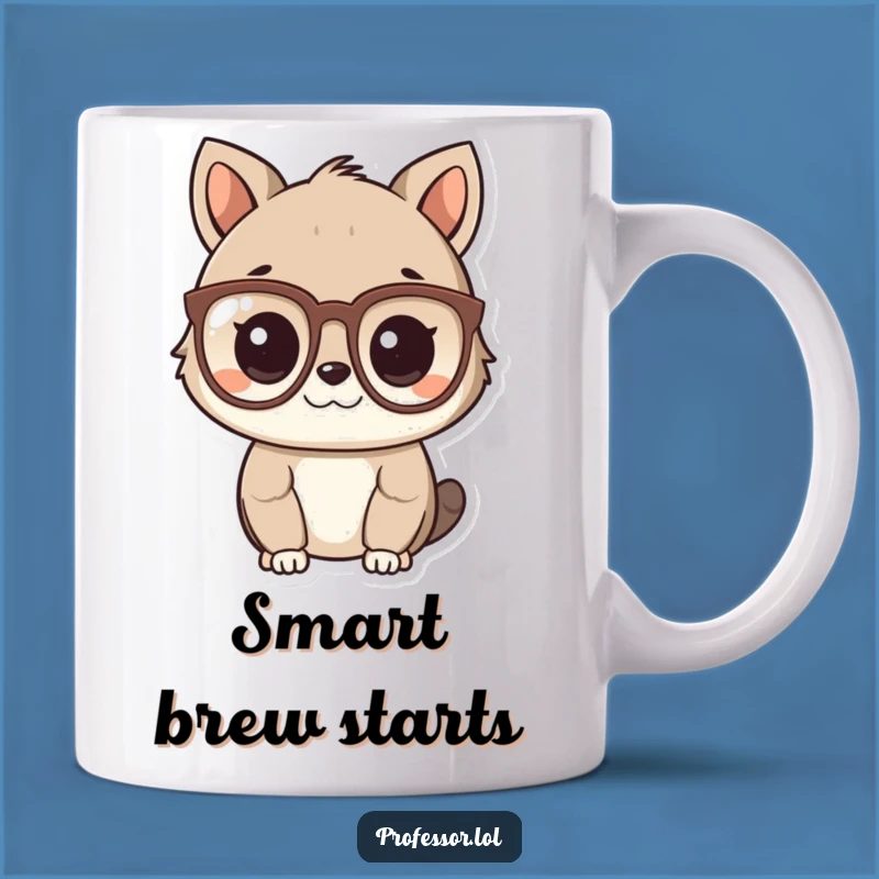 Funny Smart Animal Mug: Adorable Character with Spectacles, Intellectual Gift