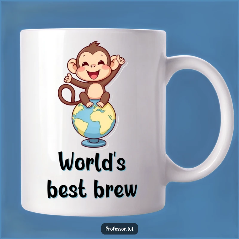 Funny Monkey Globe Trotter Mug, Adventure Awaits Gift, Hilarious Travel Mug