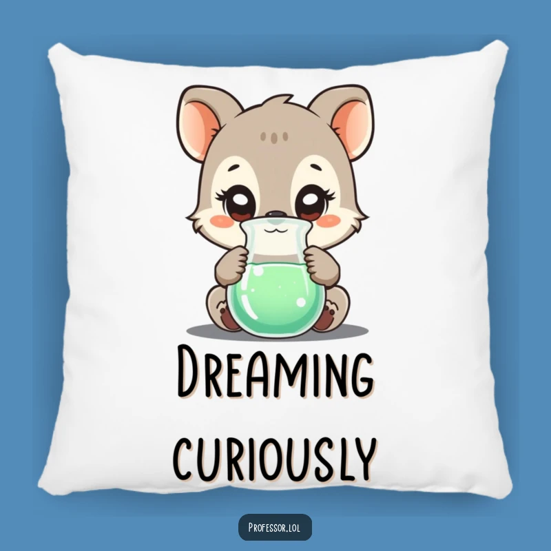 Funny Curious Animal Pillow: Bubbling Beaker Comfort Gift
