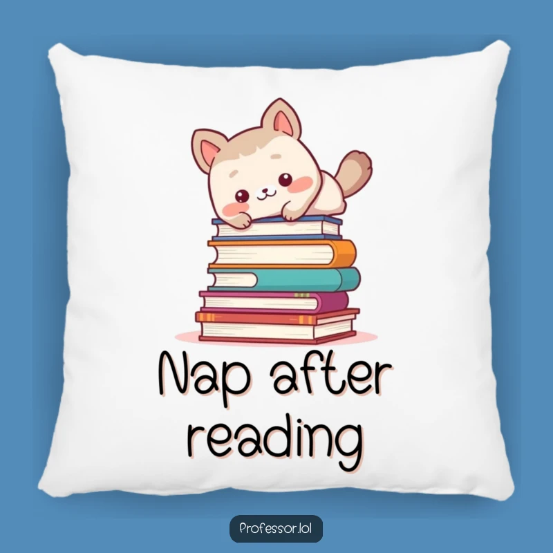 Funny Book Pillow: Cute Animal Trips Over Books, Cozy Reader Gift!