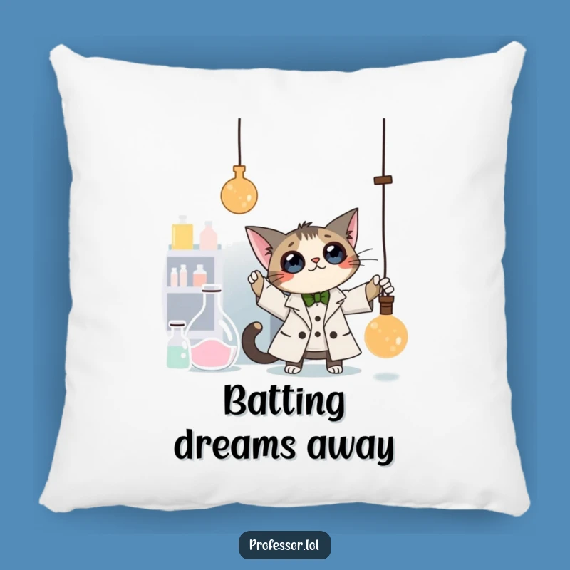 Funny Cat Professor Pillow: Cozy Lab Comfort - Comfy Funny Gift