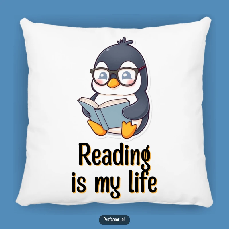 Funny Penguin Bookworm Pillow: Snuggle Up with a Storyteller!