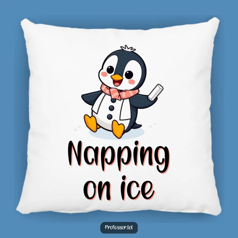 Funny Penguin Professor Pillow: Cozy Icy Chalkboard Comfort - Comfy Funny Gift