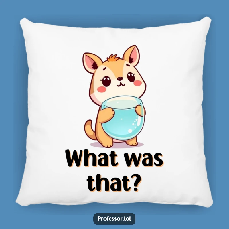 Funny Science Pillow: Cute Animal Surprised By Floating Beaker, Cozy Lab Gift!