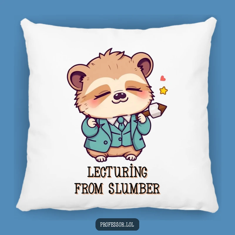 Funny Kawaii Sloth Professor Pillow: Cozy Sleepy Lecture Pointer Cushion