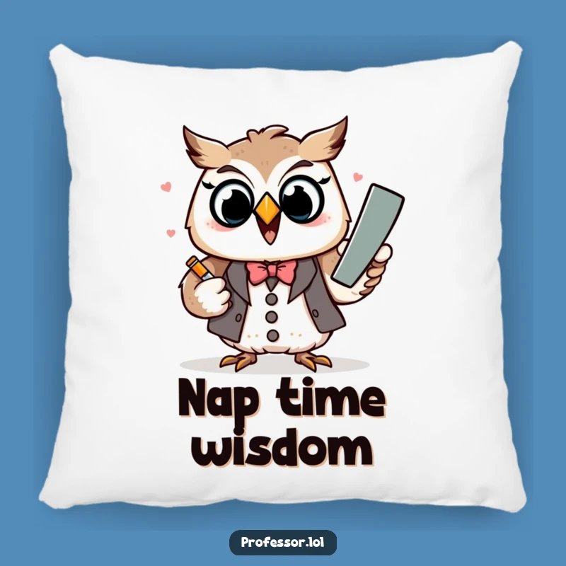 Funny Kawaii Owl Professor Pillow - Cute Humorous Accent Gift