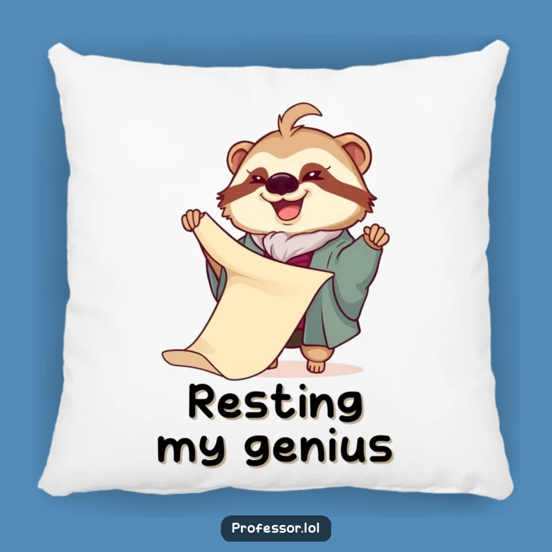 Funny Sloth Professor Pillow: Cozy Scroll Comfort - Comfy Funny Gift