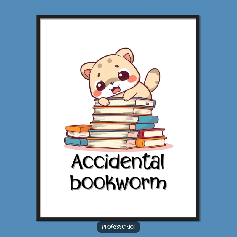 Funny Startled Animal Digital Art: Book Chaos Print, Perfect Funny Gift