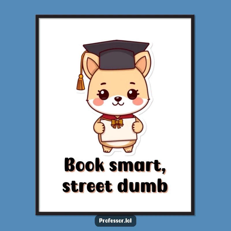 Funny Graduation Animal Digital Art: Cute Scholar Diploma Print, Perfect Funny Gift