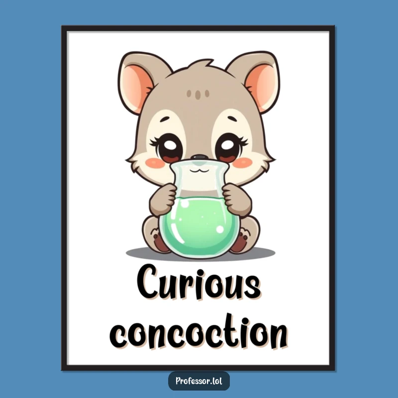 Funny Animal Science Digital Art: Bubbling Beaker Print Gift