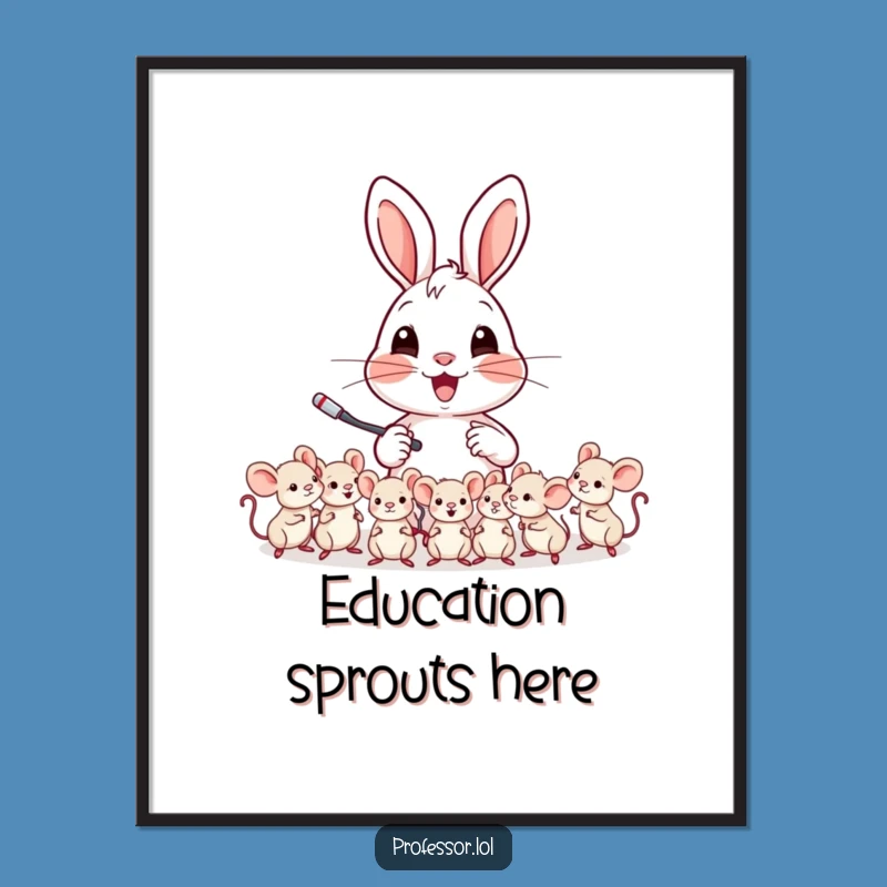 Funny Teaching Rabbit Digital Art: Printable Decor for a Cheerful Space