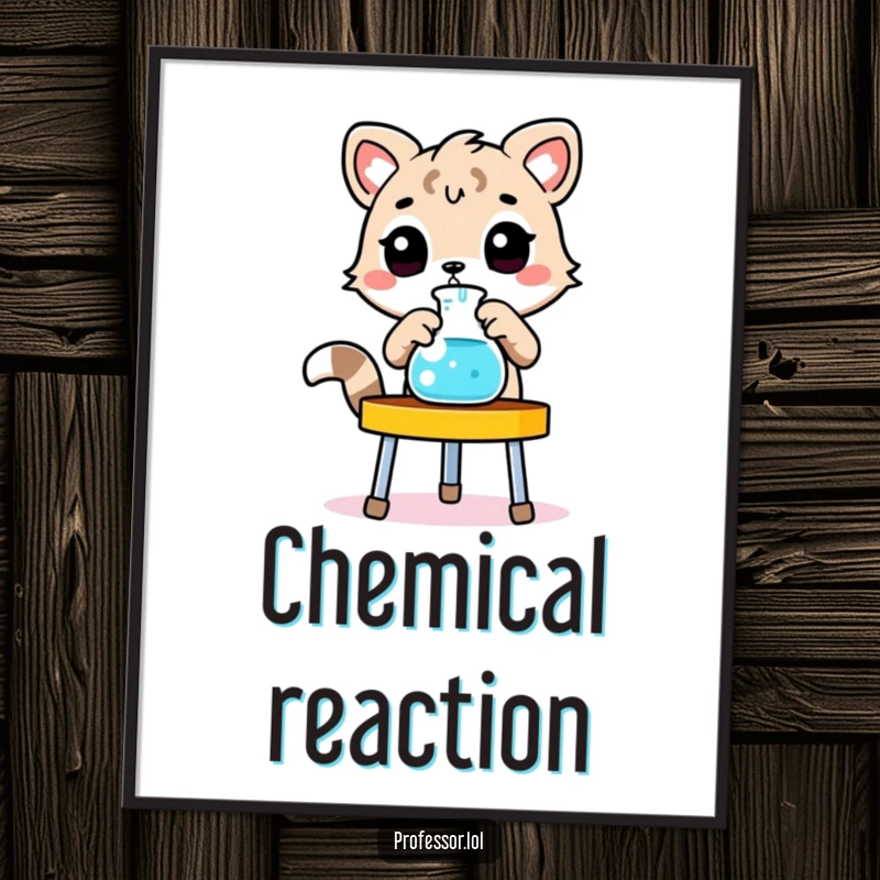 Funny animal digital art, animal adjusting beaker, laboratory stand, scientific wall art, printable.