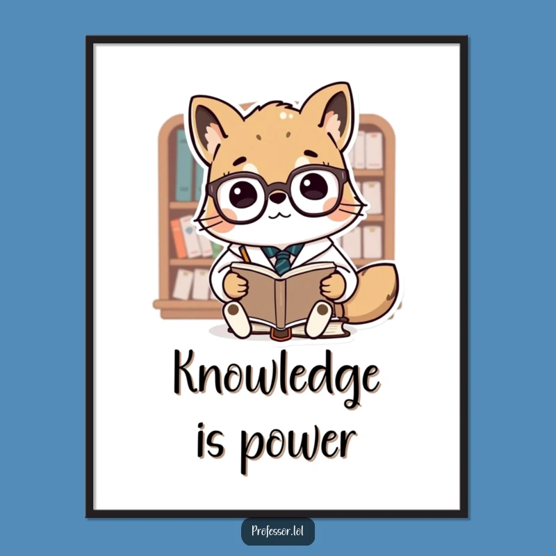 Funny Animal Professor Digital Art: Cute Professor Books Art Print - Instant Hilarious Download Gift!
