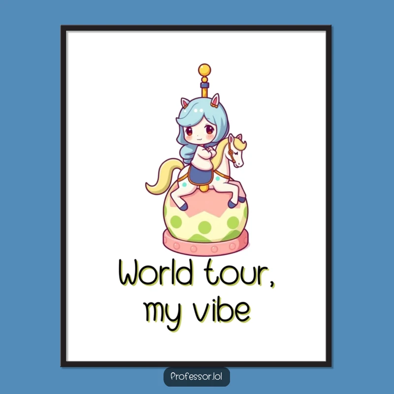 Funny Globe Rider Digital Art: Bring Hilarious Adventure to Your Walls Instantly