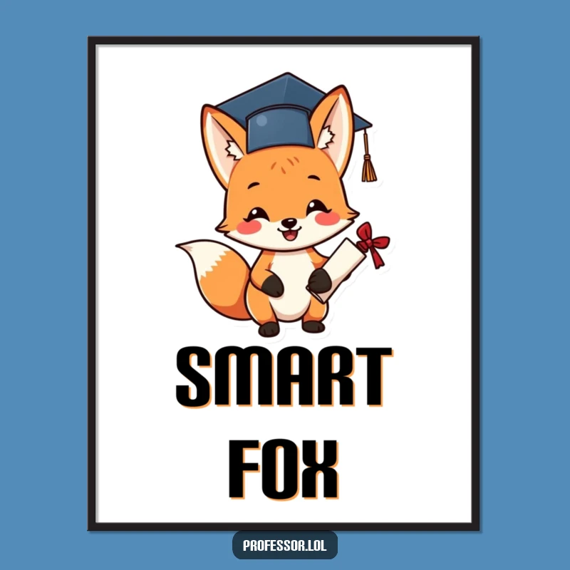 Funny Graduation Fox Digital Art - Instant Celebration Decor!
