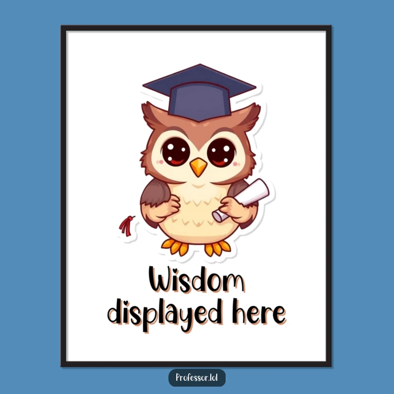 Funny Graduation Owl Digital Art, Instant Wise Decor, Hilarious Gift Print