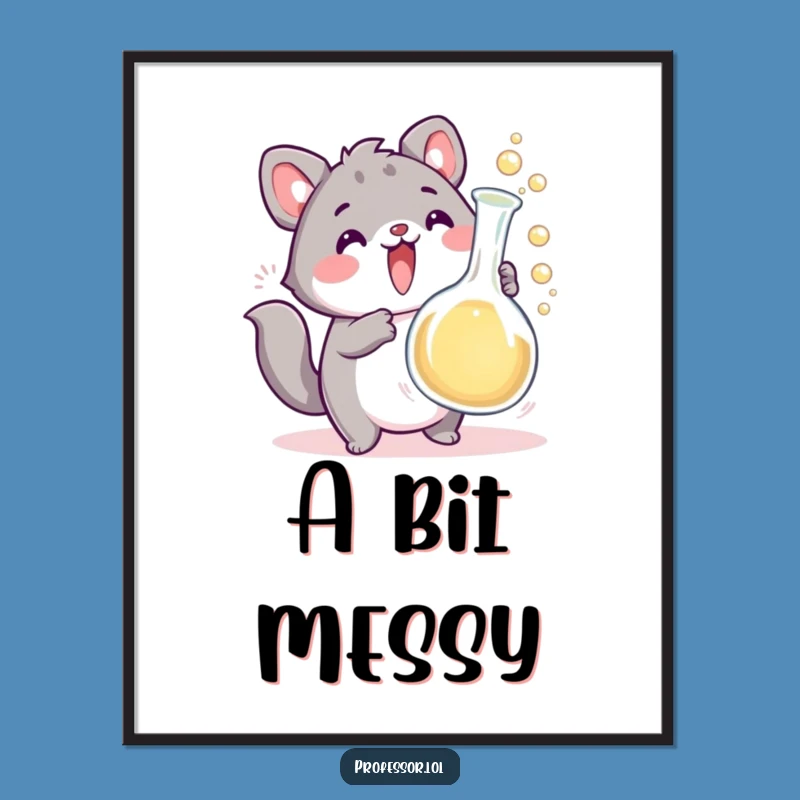 Funny Science Art Print - Cute Animal Overflowing Beaker Wall Decor Gift