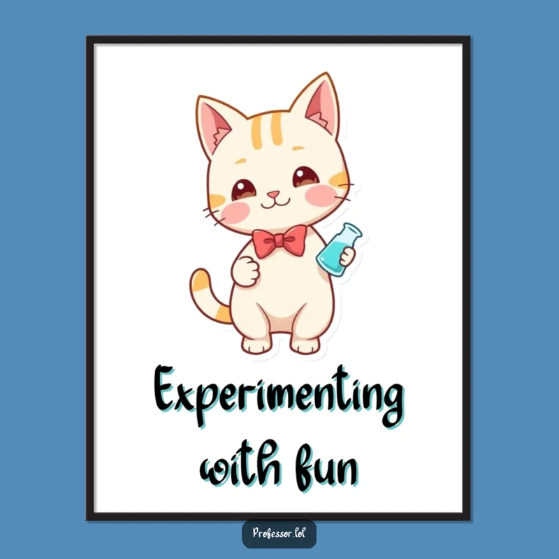 Funny Scientist Cat Digital Art: Printable Decor for a Smart Space