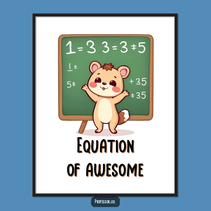 Funny Smart Animal Digital Art: Equation Explainer Print
