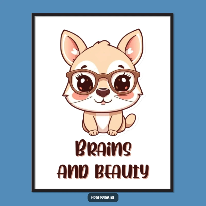 Funny Spectacled Animal Digital Art - Instant Download, Whimsical Decor