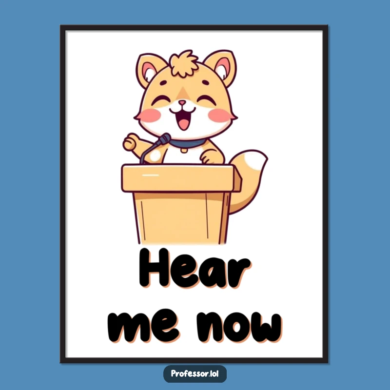 Funny Animal Lecture Digital Art: Cute Character's Hilarious Speech Print, Instant Gift!