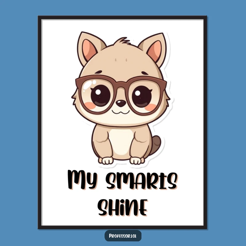 Funny Smart Animal Digital Art: Intellectual Character, Wise Spectacles, Instant Download Gift