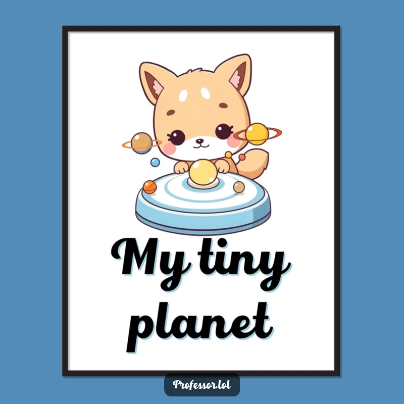 Funny Space Digital Art: Cute Animal Explores Solar System, Instant Gift!