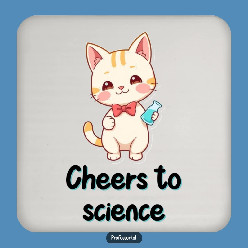Funny Cat Beaker Coaster: Protect Surfaces with Scientific Charm