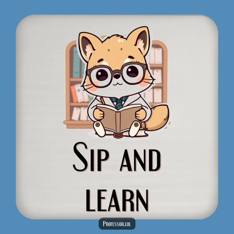 Funny Animal Professor Coaster: Cute Professor Books Coaster - Protect Surfaces with Hilarious Art!