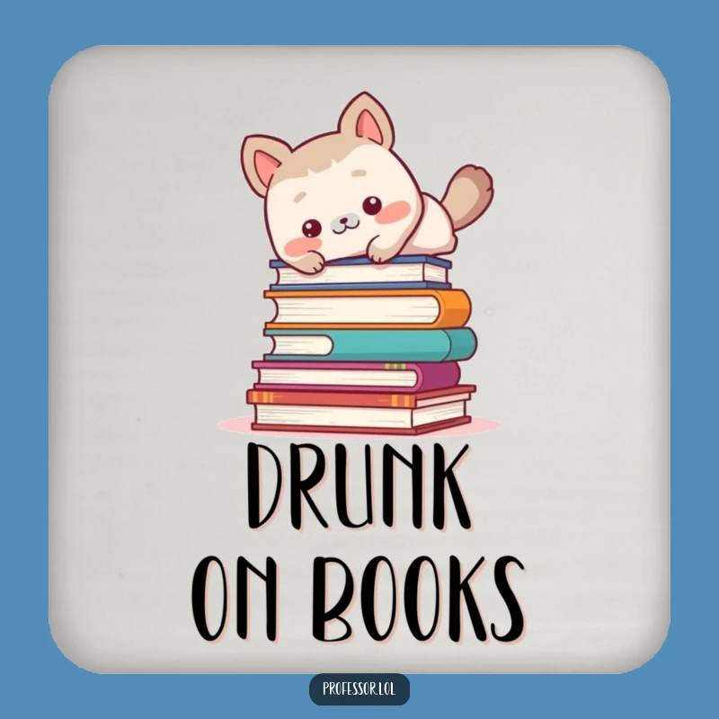Funny Book Coaster: Cute Animal Trips Over Books, Hilarious Decor Gift!