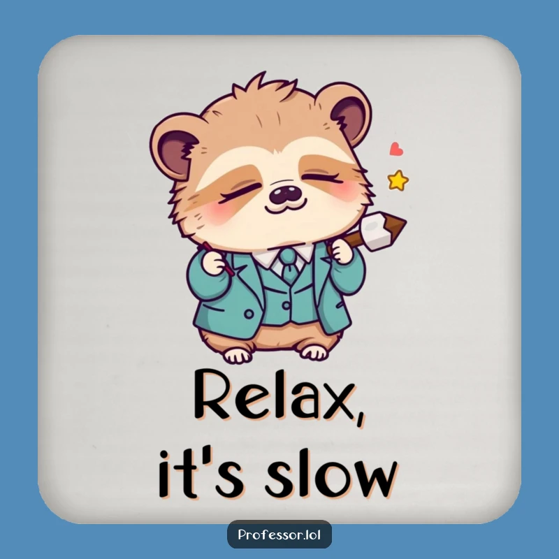Funny Kawaii Sloth Professor Drink Coaster: Sleepy Art Protection