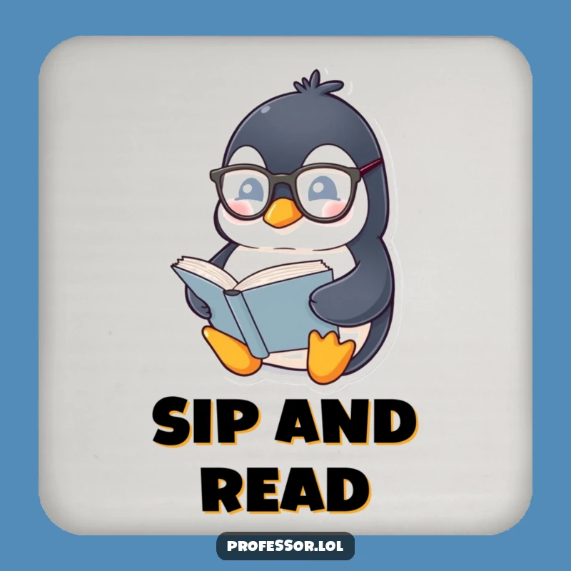 Funny Penguin Bookworm Coaster Set: Protect Surfaces with Literary Flair!
