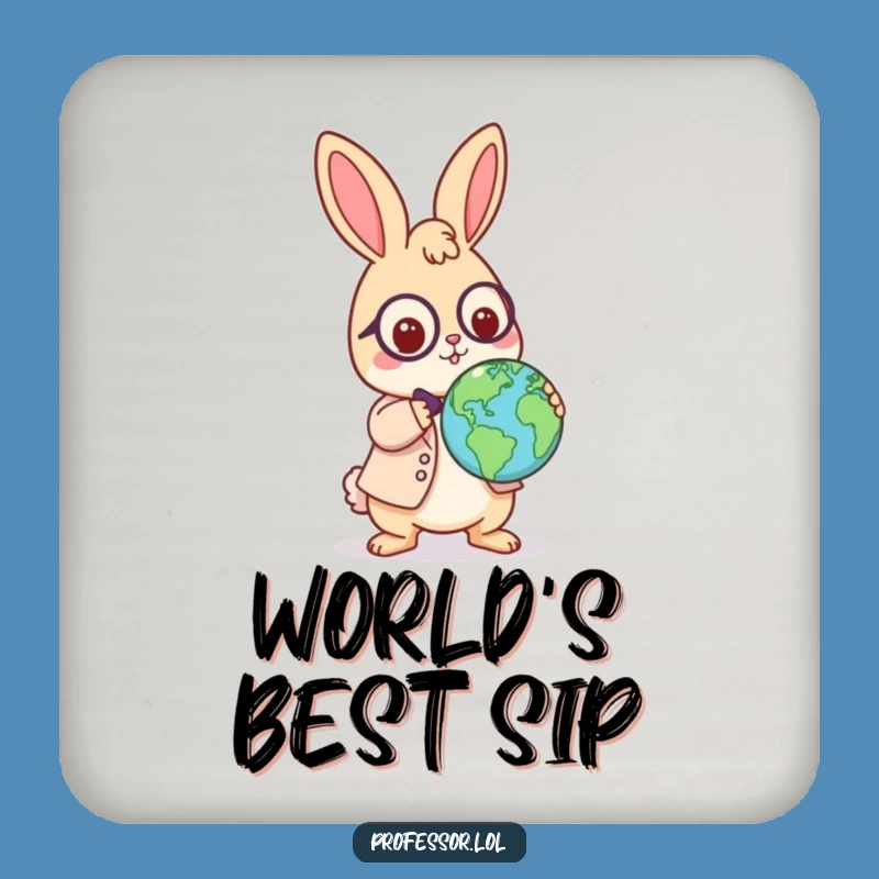 Funny Rabbit Professor Coaster: Playful Globe Balance, Funny Gift
