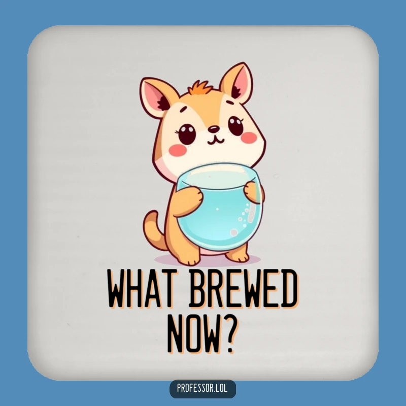 Funny Science Coaster: Cute Animal Surprised By Beaker, Hilarious Decor Gift!