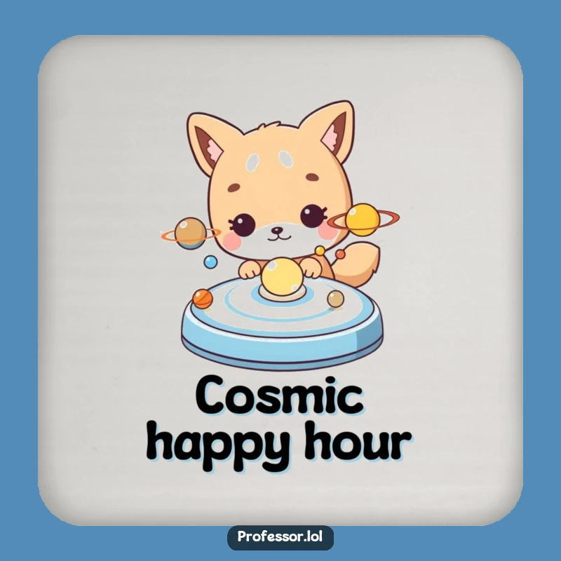 Funny Space Coaster: Cute Animal Explores Solar System, Stellar Decor Gift!
