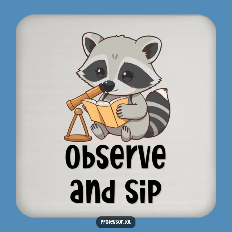 Funny Raccoon Telescope Coaster: Protect Surfaces with Curiosity
